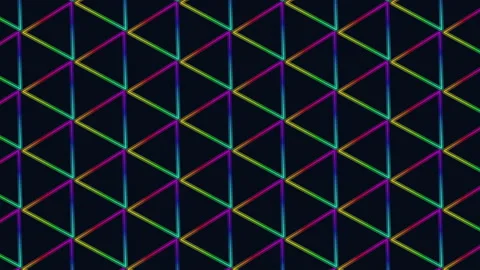 Zigzagging vibrant triangle pattern on black background Stock Footage 303534409