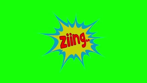 Ziing comic speech bubble animation with vibrant blue burst on green screen Stock Footage 314392602