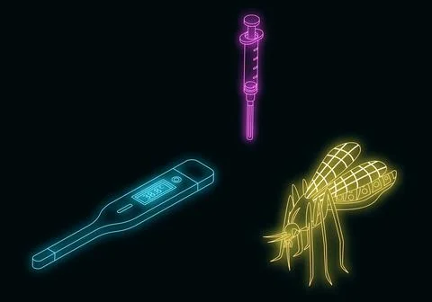 Zika virus icons set vector neon イラスト素材
