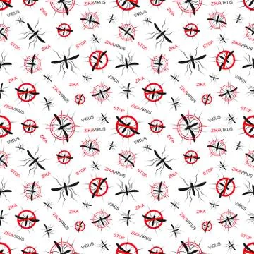 Zika virus seamless pattern . Mosquito vector illustration. Aedes Aegypti Stock Illustration