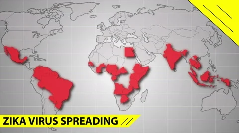 Zika virus spreads world map illustration. zika virus spreading Stock Footage 59961756
