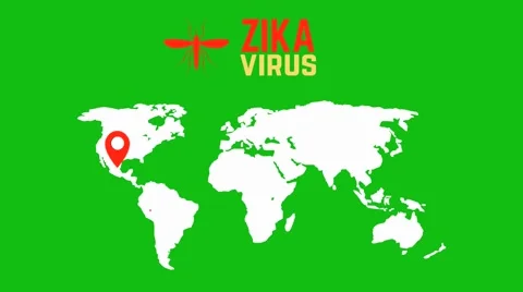 Zika virus spreads world map. Zika virus alert. Moskit. Stock Footage 61392744