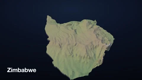 Zimbabwe 3D elevation relief map Stock Footage 340608861