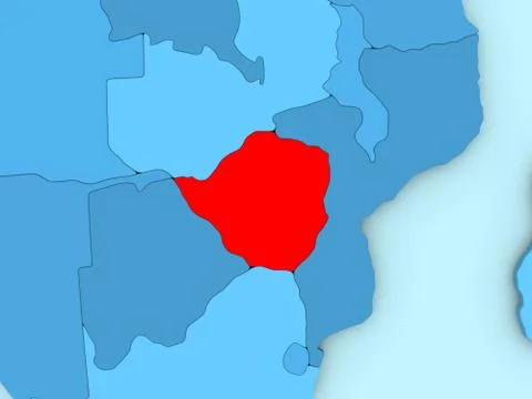 Zimbabwe on 3D map Stock Illustration
