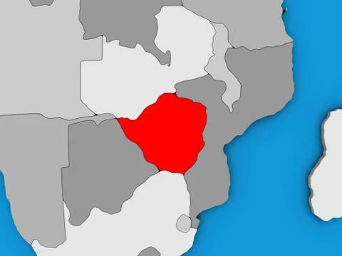 Zimbabwe on 3D map Stock Illustration