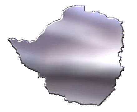 Zimbabwe 3D Silver Map Stock Illustration