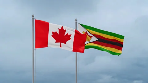 Zimbabwe and Canada flag Stock Footage 252034839