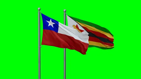 Zimbabwe and Chile two flags Stock Footage 290406709