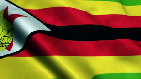 Zimbabwe Close up waving flag HD loop Видео 235405889