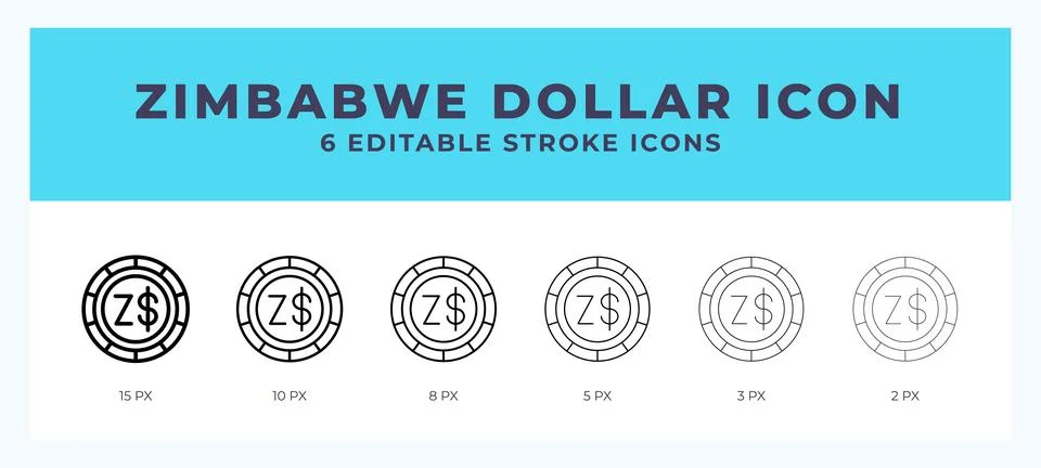 Zimbabwe dollar icon with different stroke. Vector illustration. Stock Illustration