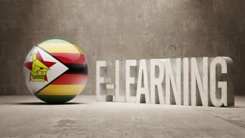 Zimbabwe. E-Learning  Concept 스톡 일러스트