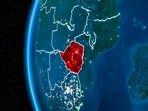 Zimbabwe on Earth at night Stock Illustration