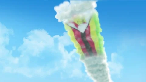 Zimbabwe Flag 3D Render Animation Created with Colored Smoke Trails by Aircr 스톡 동영상 332314036