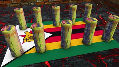 Zimbabwe Flag - 5 Dollar Currency Concept - 1 Video stock 270293334