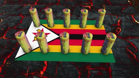 Zimbabwe Flag - 5 Dollar Currency Concept - 2 Stock Footage 270293846