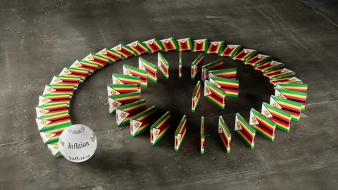Zimbabwe Flag - Affected by Inflation Stock-Footage 321554233
