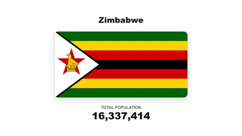 Zimbabwe Flag and Total Population Statistics - Digital Graphics - 4K Stock Footage 346331934