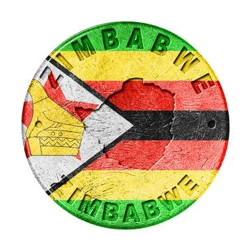 Zimbabwe Flag Button with Map Stock Photos