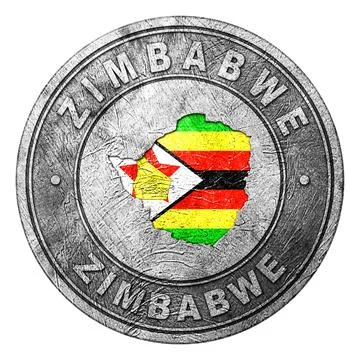 Zimbabwe Flag Button with Map Stock Photos