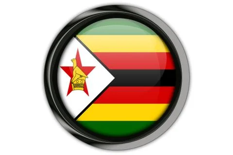 Zimbabwe flag in the button pin Isolated on White Background Stock Photos