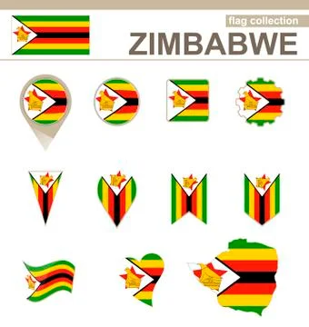 Zimbabwe Flag Collection Stock Illustration