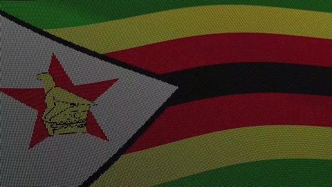 Zimbabwe Flag Digital Particle Waving Seamless Loop Animation on Black Back.. Stock Footage 339303661
