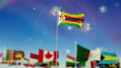 Zimbabwe  Flag With Flags Of The World And Fireworks 3D Rendering Stock-Footage 149962213
