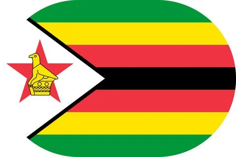 Zimbabwe flag in flat oval design Illustrazione stock