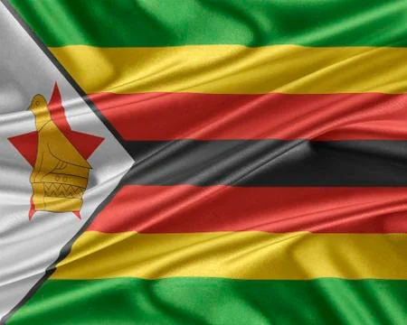 Zimbabwe flag with a glossy silk texture. Stock Illustration