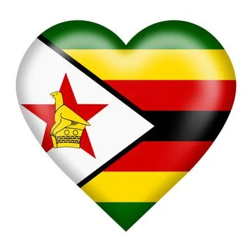 Zimbabwe flag heart button 3d illustration isolated with clipping path Stock Illustration