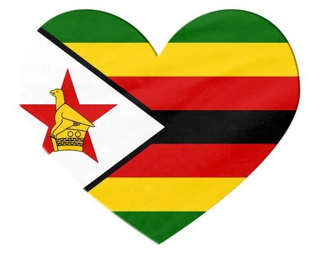 Zimbabwe flag heart shape representing national love Illustrazione stock