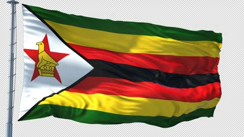 Zimbabwe Flag Loop Waving With Alpha Channel Video Stock Footage 318227664