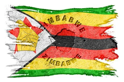 Zimbabwe Flag with Map Brush Stroke Stock Photos