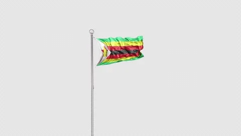  Zimbabwe   Flag Pole  Animation Include Alpha 3D Rendering Stock-Footage 283148345