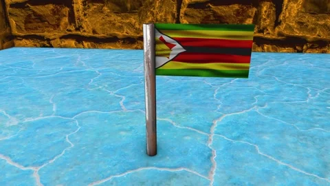 Zimbabwe Flag Post - Orbiting Shot 스톡 동영상 271050351