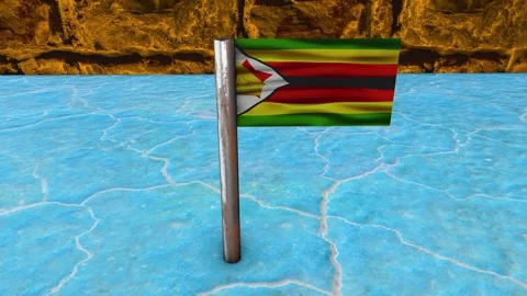 Zimbabwe Flag Post - Upwards Shot Stock Footage 271051730