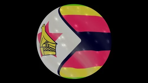 Zimbabwe flag in a round ball rotates. Flicker and shine. Animation loop Stock Footage 110674912