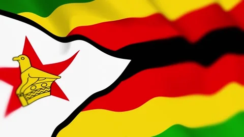 Zimbabwe Flag Seamless Loop 4k 60fps on Sky Background Stock Footage 340346794