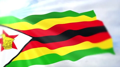 Zimbabwe Flag Seamless Loop 4k 60fps on Sky Background Stock Footage 340622170