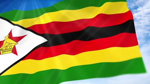 Zimbabwe Flag Seamless Loop 4k 60fps on Sky Background Stock Footage 341680312