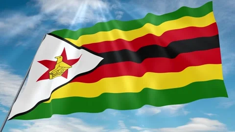 Zimbabwe Flag Seamless Loop 4k 60fps on Sky Background Stock Footage 341753855