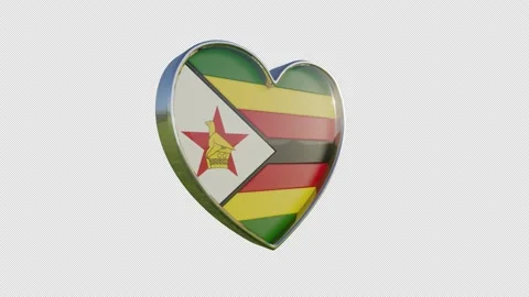 Zimbabwe Flag in the Shape of 3D Heart. Video stock 138010254