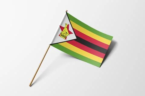 Zimbabwe flag of small paper, isolated on white background Stock Illustration