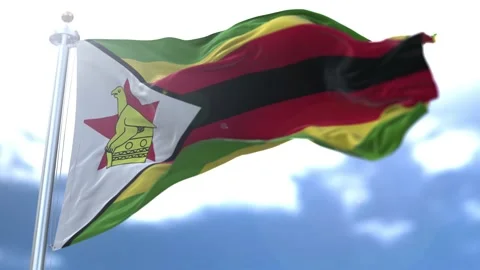 Zimbabwe flag waving against the sky Stock Footage 161972025
