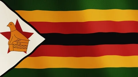 Zimbabwe flag waving animation. Full Screen. Symbol of the country. Video stock 89584950