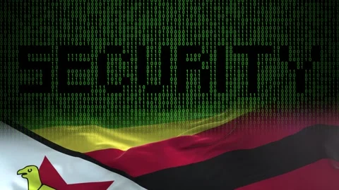 Zimbabwe flag - Waving flag on matrix binary code background Stock Footage 321420771