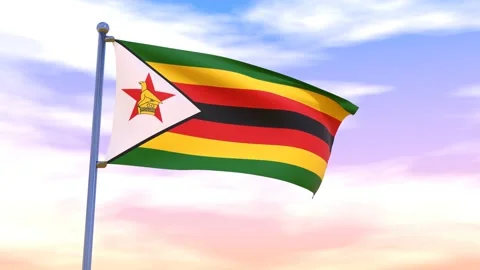 Zimbabwe Flag waving in the high wind Stock Footage 155459628