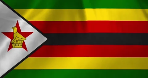 Zimbabwe flag waving with the wind background loop video animation Stockbeeldmateriaal 327174017