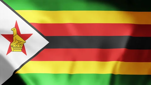 Zimbabwe flag waving in the wind seamless loop animation 4k Stock Footage 256027257
