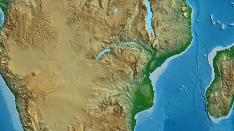 Zimbabwe on the globe. Bevel. Physical. No labels Stock Footage 342526624